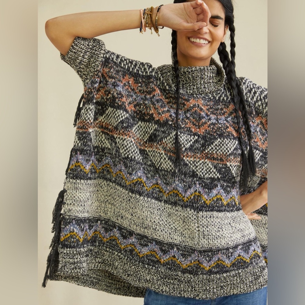 Pilcro Magda Anthropologie Knit Oversized Poncho Sweater S